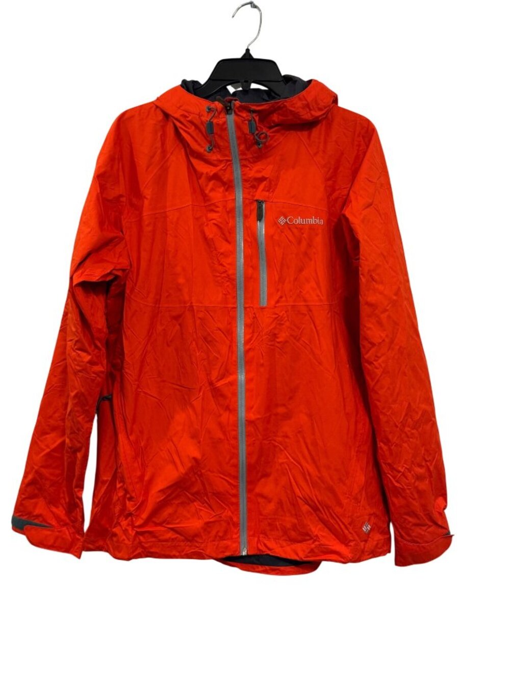 Columbia Mens Orange Rain Jacket With Hood Size L Lightweight Water-Resistant - Picture 1 of 7